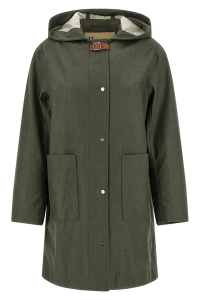 Herno Raincoat With Leather Strap In Green