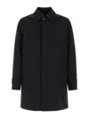 Herno Polyester Raincoat Back Vent Cuffed Sleeves Pockets In Black