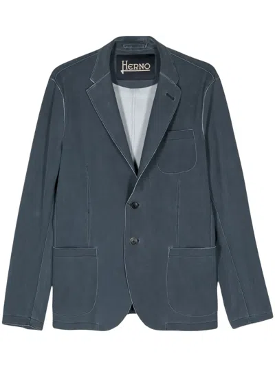 Herno Raised-seam Single-breasted Blazer In Blue