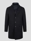 Herno Durable Long Sleeve Coat With Notched Lapels In Blue