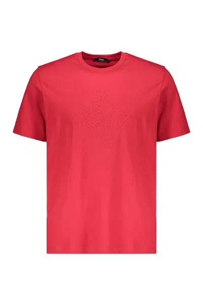 Herno Red Comfortable T-shirt, Versatile Short Sleeves