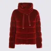 Herno Padded Burgundy Velvet Down Coat With High Collar In Red