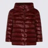 Herno Long Shiny Quilted Down Jacket With High Collar In Red