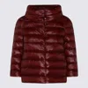 Herno Long Shiny Quilted Down Jacket With High Collar In Red