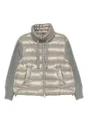 Herno Quilted Knitted-sleeve Jacket In Gray