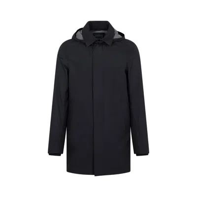 Herno Refined And Versatile Men's Raffia Hooded Jacket In Black