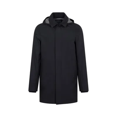 Herno Lightweight Hooded Raffia Jacket For Men In Black