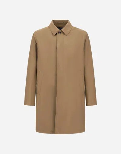 Herno Long-sleeved Buttoned Raincoat In Brown
