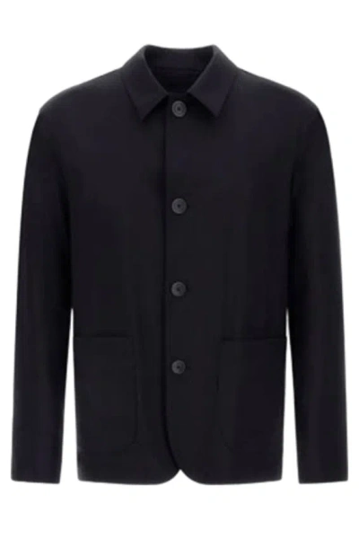 Herno Regular Fit Lightweight Stretch Wool Jacket In Blue