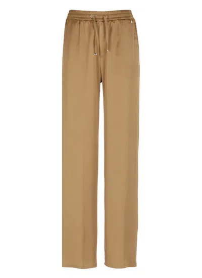 HERNO HERNO RELAXED-FIT BROWN SATIN PANTS