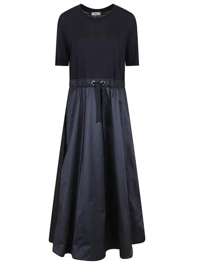 Herno Relaxed Fit Casual Dress With Water-repellent Skirt In Blue