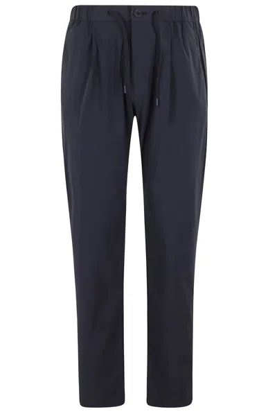 Herno Relaxed Fit Chantilly Pants With Elasticized Waistband In Blue