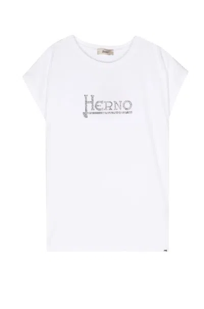 Herno Relaxed-fit White T-shirt With Logo Design