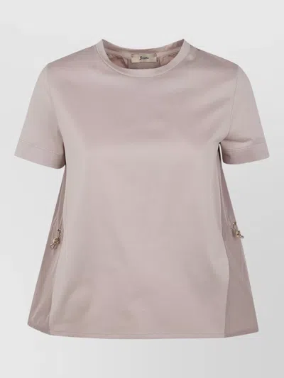 Herno Relaxed T Shirt Drawstring Round Neck In Neutral