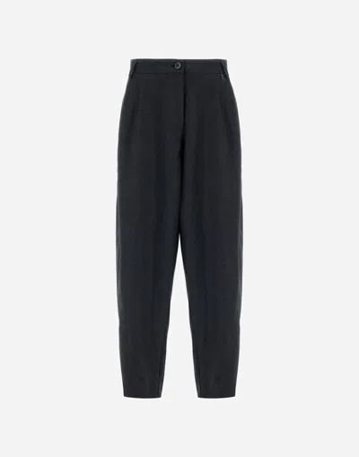 Herno Relaxed Trousers In Fluid Wool In Gray