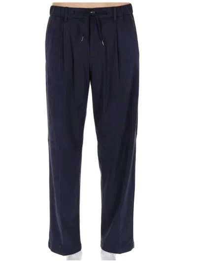 Herno Relaxed-fit Trousers With Drawstring Waist And Tapered Leg In Blue