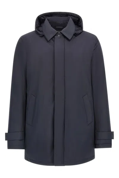 Herno Removable Hood Parka In Blue
