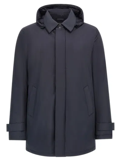 Herno Removable Hood Parka In Blue