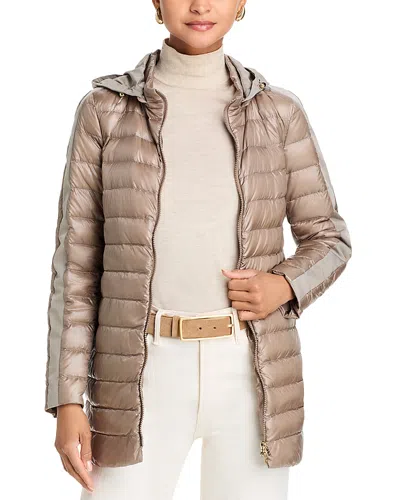 Herno Removable Hood Puffer Coat In Taupe