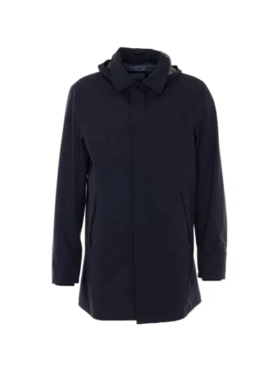 Herno Removable-hood Raincoat In Black