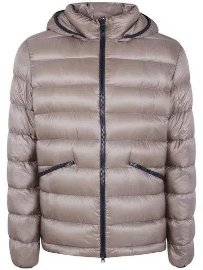 Herno Hooded Zip Padded Jacket In Gray