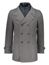 Herno Removable-panel Double-breasted Coat In Gray