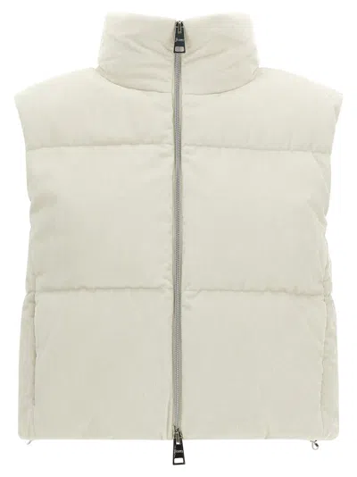 Herno Velvet Sleeveless Down Jacket In Neutral