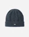 Herno Resort Beanie In Cable Knit Alpaca Wool In Blue