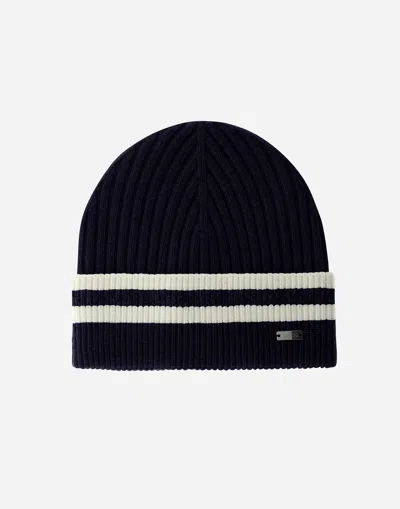 Herno Resort Beanie In Double Rib Wool In Black