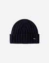 Herno Resort Beanie In Infinity Wool Rib In Navy Blue