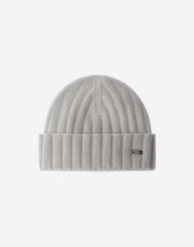 Herno Resort Beanie In Infinity Wool Rib In Putty
