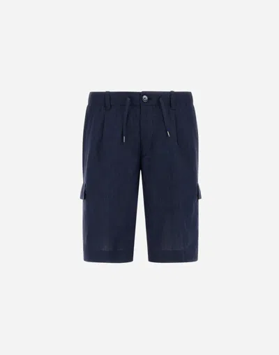 Herno Resort Bermuda Shorts In New Linen In Blue