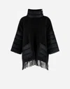 Herno Wool Poncho With Down Details In Black