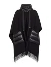 Herno Resort Black Warmy And Ultralight Nylon Resort Poncho In Black