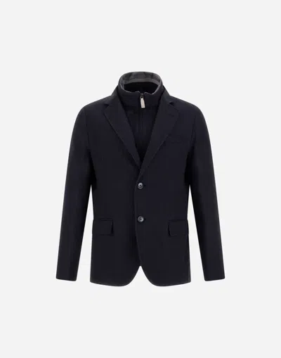 Herno Resort Blazer In Cashmere Silk In Black