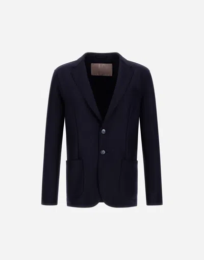 Herno Resort Blazer In Felted Wool In Blue