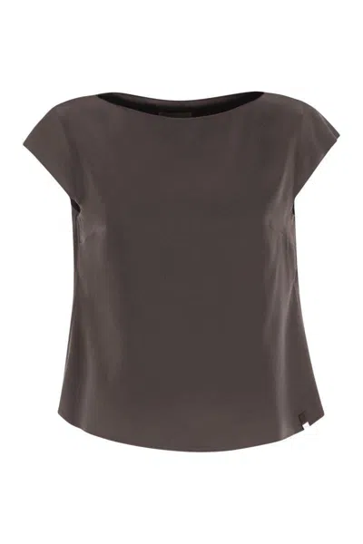 Herno Resort Blouse In Satin Envers In Brown
