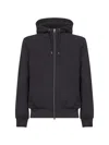 Herno Resort Blue Knit Effect Interlock And Travel Nylon Ponente Resort Jacket In Black