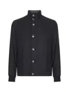 Herno Resort Blue Silk And Cashmere Resort Bomber Jacket In Black