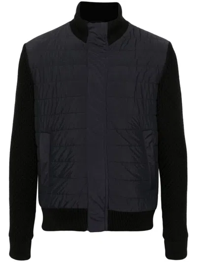 Herno Quilted Padded Bomber Jacket In Navy