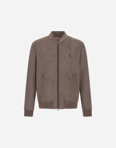Herno Resort Bomber Jacket In Alternative Suede In Brown