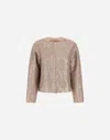 Herno Resort Bomber Jacket In Matt Sequins In Pink