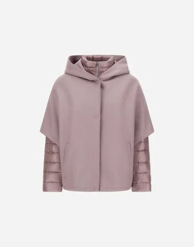 Herno Resort Cape In Felted Wool & Nylon Ultralight