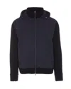 Herno Blue Wool And Nylon Hooded Jacket In Blue