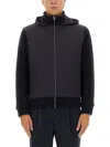 Herno High Neck Virgin Wool Jacket With Padded Contrast Detail In Blue