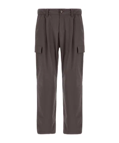Herno Resort Cargo Trousers In Melange-effect Stretch Nylon In Brown
