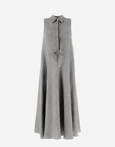 Herno Resort Dress In New Lino In Chantilly