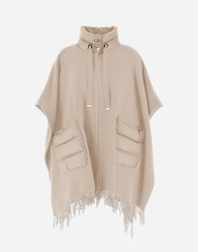 Herno Poncho Warmy Con Dettagli In Nylon In Beige