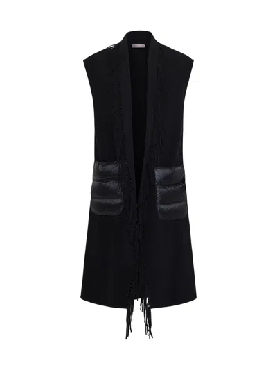 Herno Fringed Gilet In Black