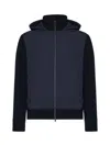 Herno Blue Wool And Nylon Hooded Jacket In Blue